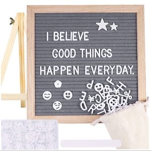 Grey Felt Letter Board 580 Letters 10” Oak Wood